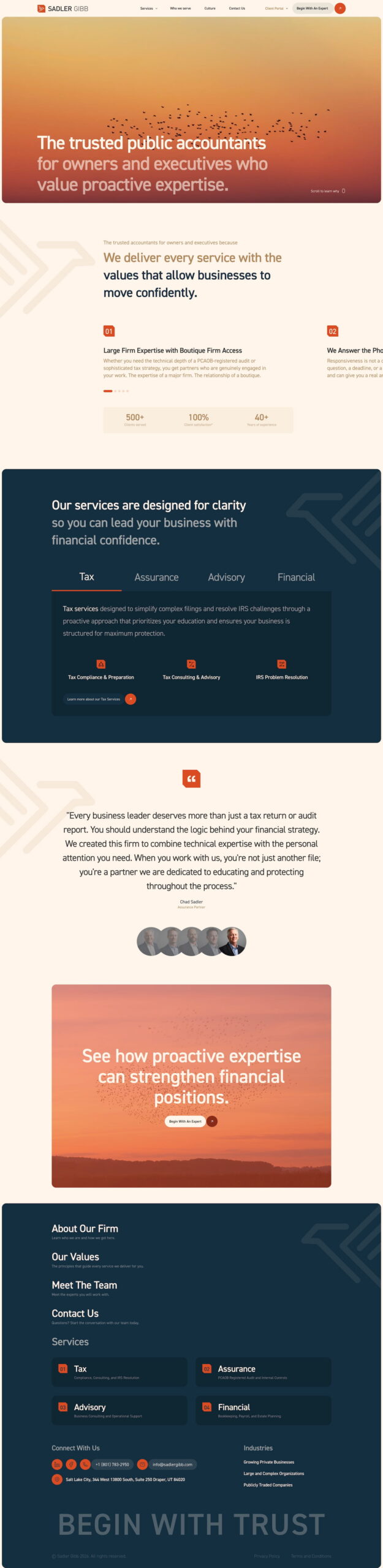 The full redesigned Sadler Gibb website