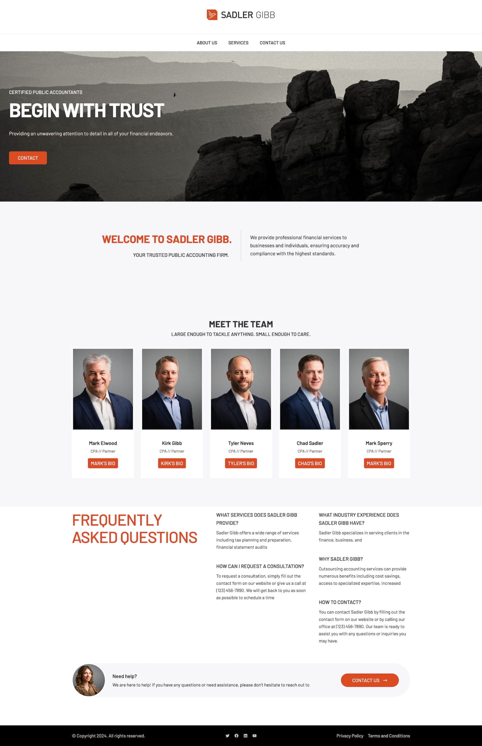 The full original Sadler Gibb website, before the redesign